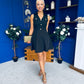 Mika Button Up Mini Skater Dress Black