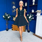 Mika Button Up Mini Skater Dress Black