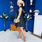 Mika Button Up Mini Skater Dress Black