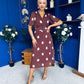 Daire Pleated Midi Dress Cream Polka Coco