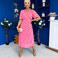 Daire Pleated Midi Dress Polka Cerise