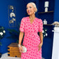 Daire Pleated Midi Dress Polka Cerise