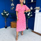 Daire Pleated Midi Dress Polka Cerise