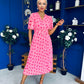 Daire Pleated Midi Dress Polka Cerise