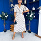 Daire Pleated Midi Dress Polka Cream