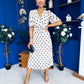 Daire Pleated Midi Dress Polka Cream