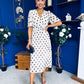 Daire Pleated Midi Dress Polka Cream