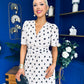 Daire Pleated Midi Dress Polka Cream