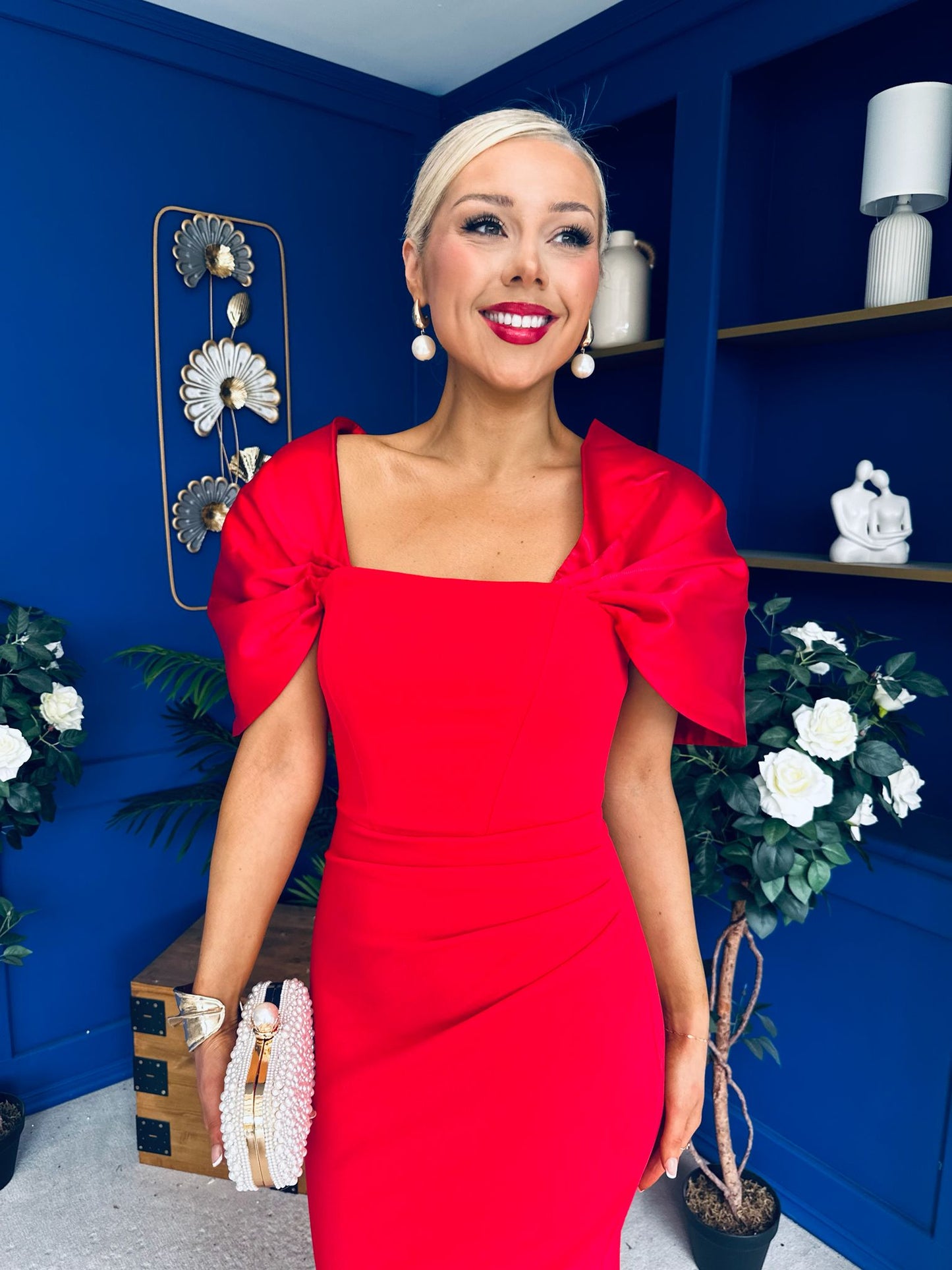 Meadow Detailed Occasion Dress Red