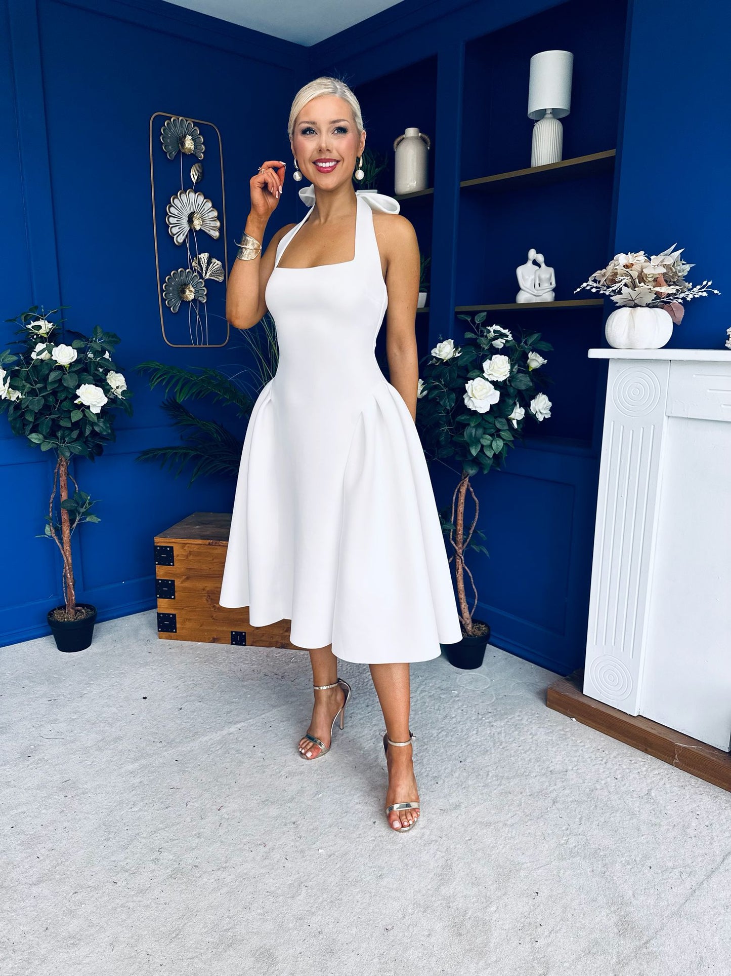 Tatiana Halterneck Skater Midi White