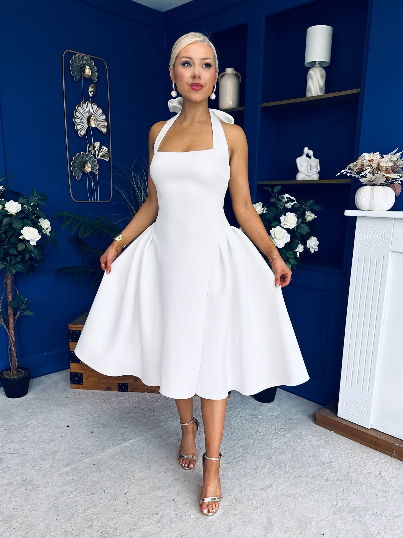 Tatiana Halterneck Skater Midi White