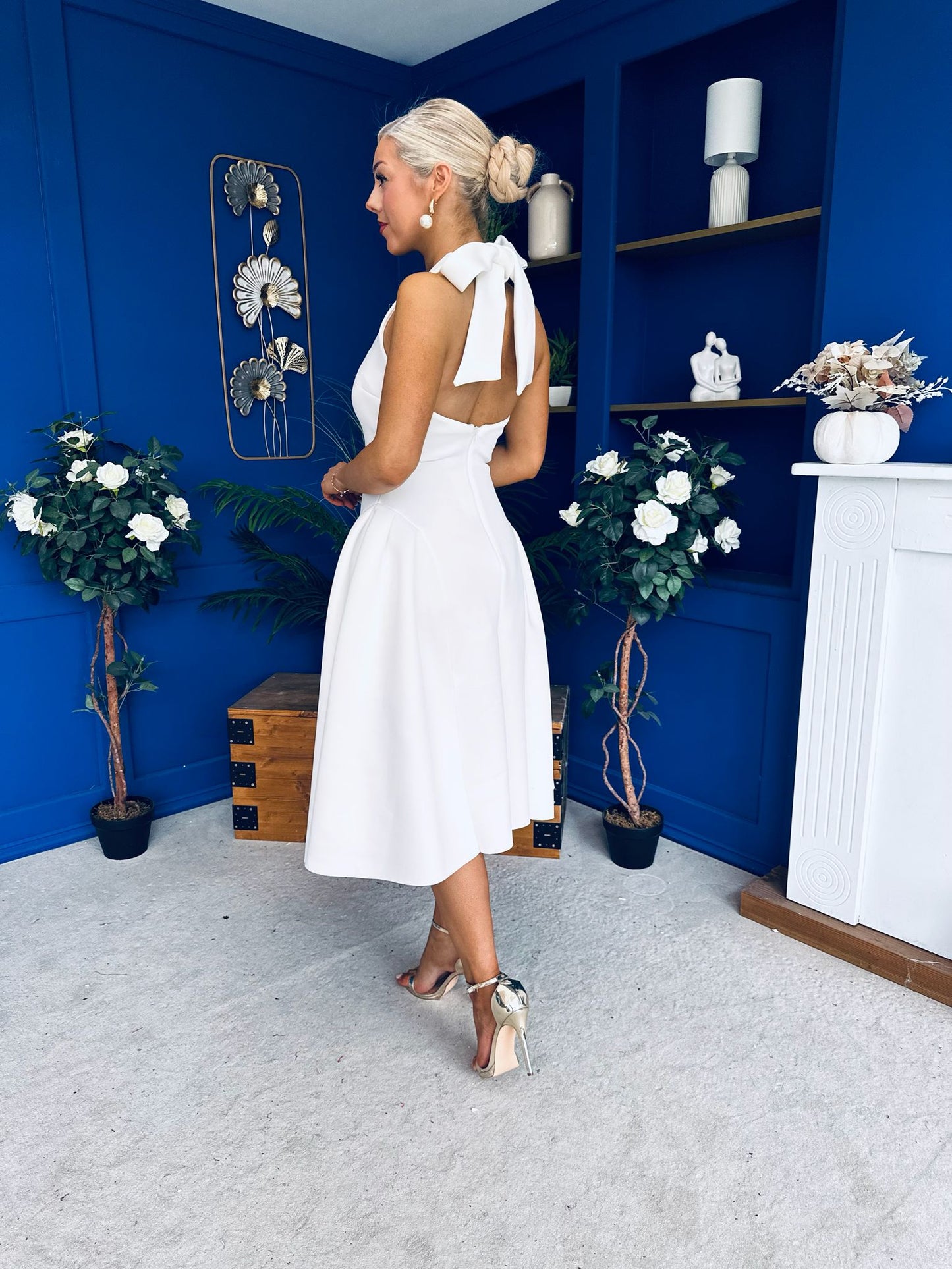 Tatiana Halterneck Skater Midi White