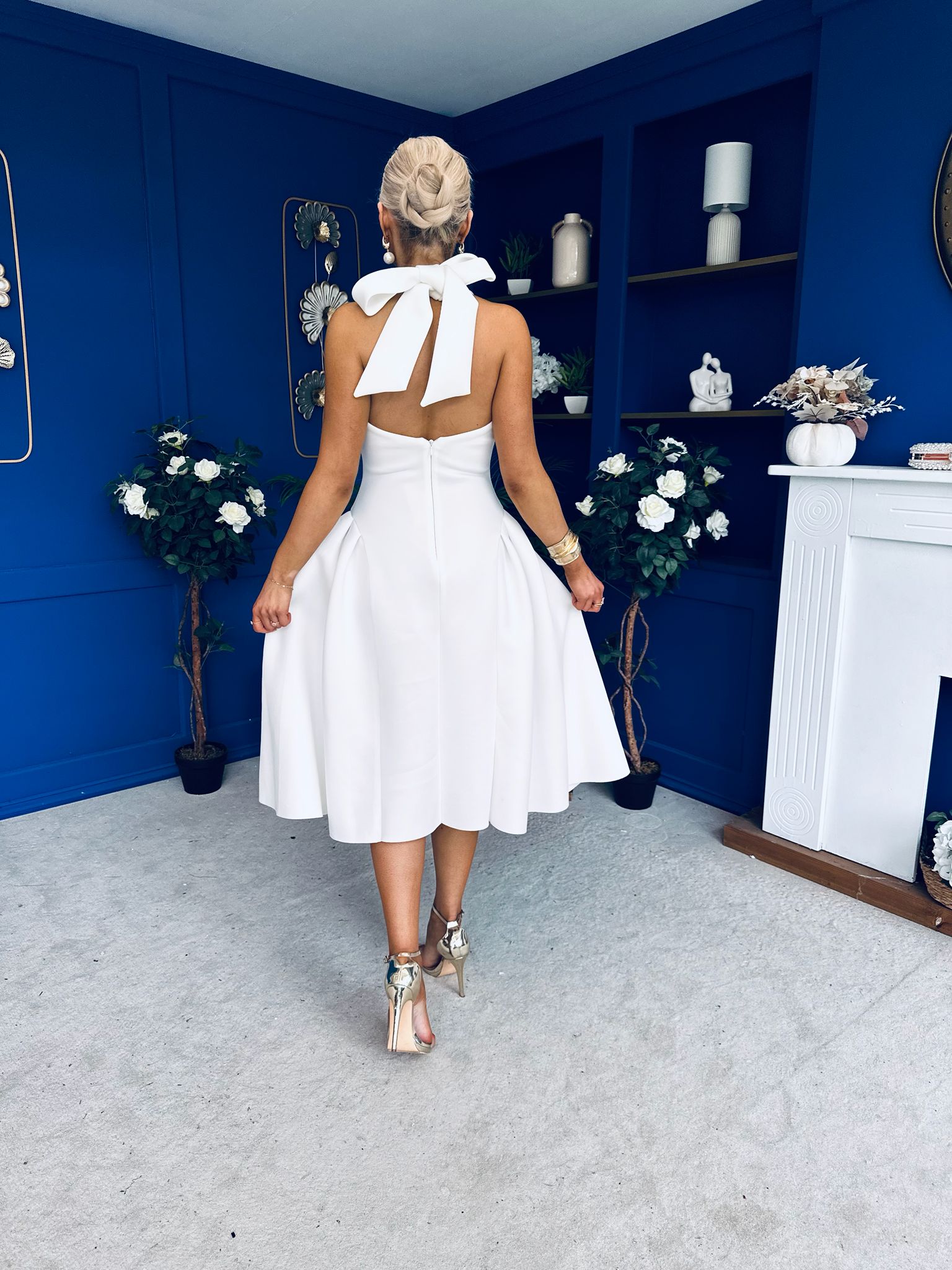 Tatiana Halterneck Skater Midi White Canella Lane Tatiana Halterneck Skater Midi White Canella Lane