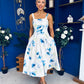 Heather Wide Pleat Midi Dress Floral Blue