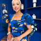 Shanice Floral Square Neck Midi Dress Cobalt