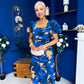 Shanice Floral Square Neck Midi Dress Cobalt