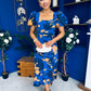 Shanice Floral Square Neck Midi Dress Cobalt