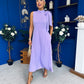 Joanna High Neck Bow Detail Midi Dress Lilac