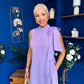 Joanna High Neck Bow Detail Midi Dress Lilac