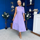 Joanna High Neck Bow Detail Midi Dress Lilac