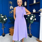 Joanna High Neck Bow Detail Midi Dress Lilac