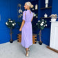 Joanna High Neck Bow Detail Midi Dress Lilac