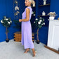 Joanna High Neck Bow Detail Midi Dress Lilac