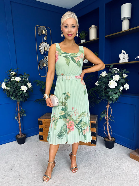Sorcha Pleated Midi Dress Floral Pastel