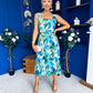 Sorcha Pleated Midi Dress Floral Blue