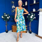 Sorcha Pleated Midi Dress Floral Blue