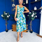 Sorcha Pleated Midi Dress Floral Blue