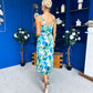 Sorcha Pleated Midi Dress Floral Blue