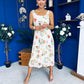 Sorcha Pleated Midi Dress Floral Cream