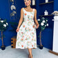 Sorcha Pleated Midi Dress Floral Cream
