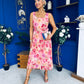 Sorcha Pleated Midi Dress Floral Pink
