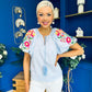 Paulette Embroidered Top Blue