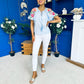 Paulette Embroidered Top Blue