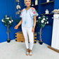 Paulette Embroidered Top Blue