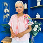 Paulette Embroidered Top Pink