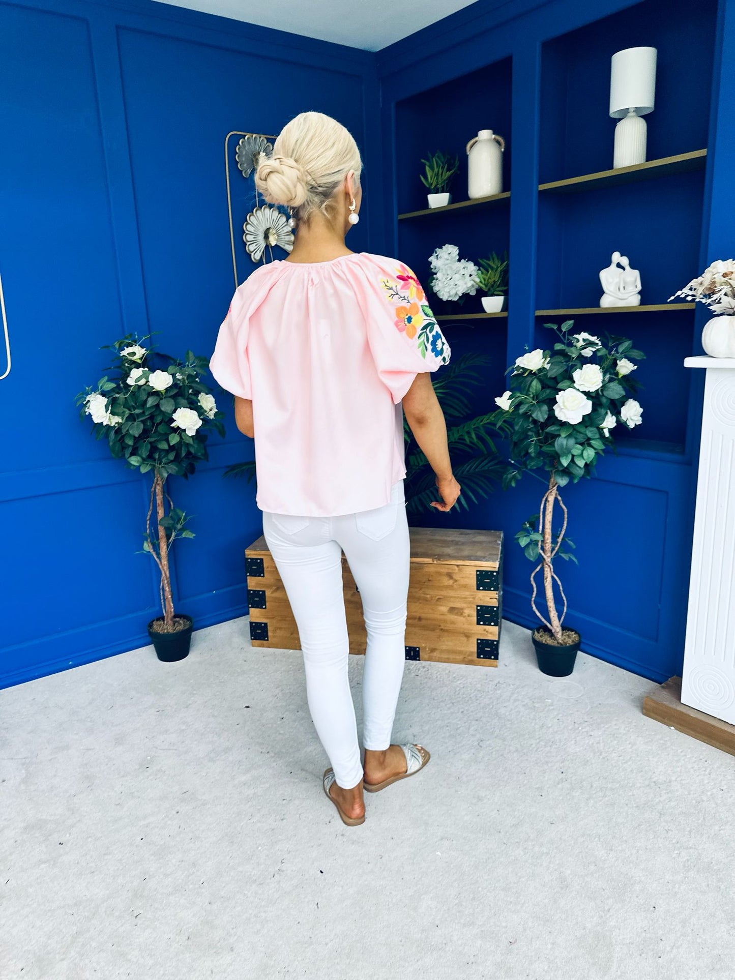 Paulette Embroidered Top Pink