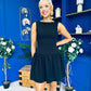 Codi Boat Neck Low Back Mini Dress Black