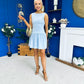 Codi Boat Neck Low Back Mini Dress Sky Blue