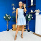 Codi Boat Neck Low Back Mini Dress Sky Blue