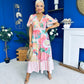 Farra Banded Midi Dress Floral Pink