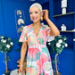 Farra Banded Midi Dress Floral Pink
