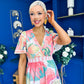 Farra Banded Midi Dress Floral Pink