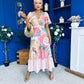 Farra Banded Midi Dress Floral Pink