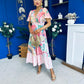 Farra Banded Midi Dress Floral Pink