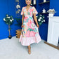 Farra Banded Midi Dress Floral Pink