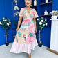 Farra Banded Midi Dress Floral Pink